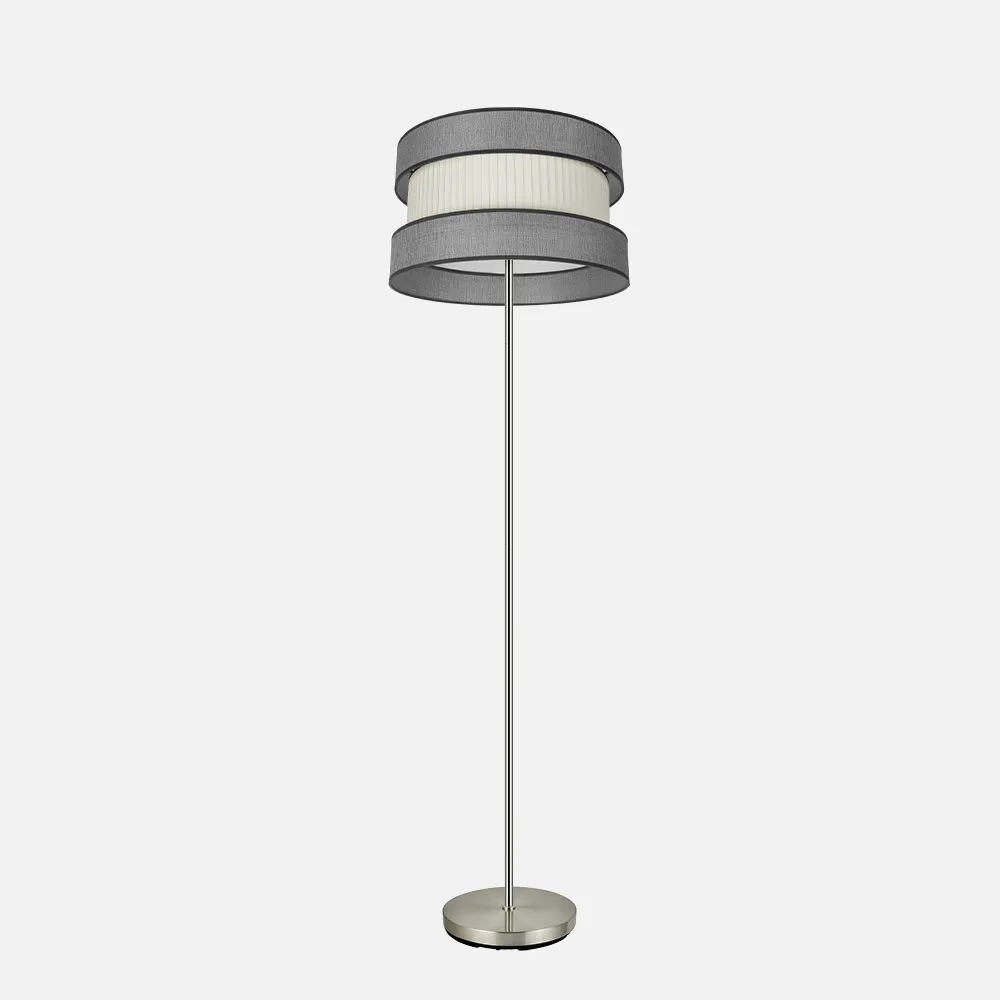 175541028 - Pie Salon Home 1xe27 Niquel/gris-beis 160x40x40 Cm
