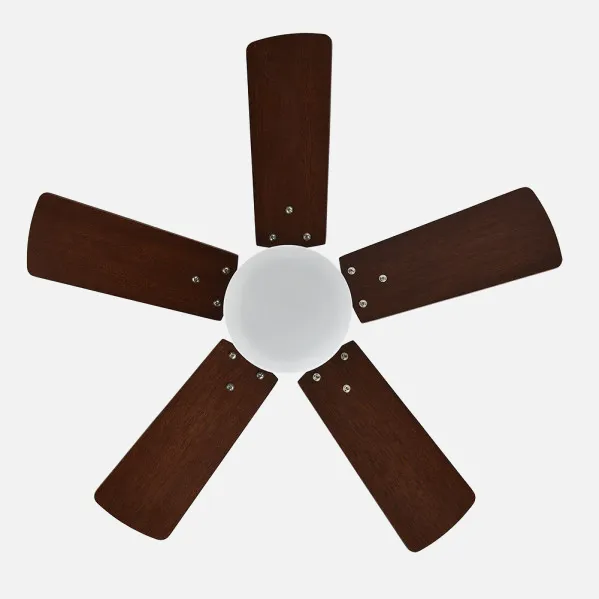 Ventilador Dc Marta 36w Cuero 5 Aspas Rev. Cerezo/nogal  41x76d 3060lm C/ Remoto , Memoria Y Temp. 3000k,4000k,6000k