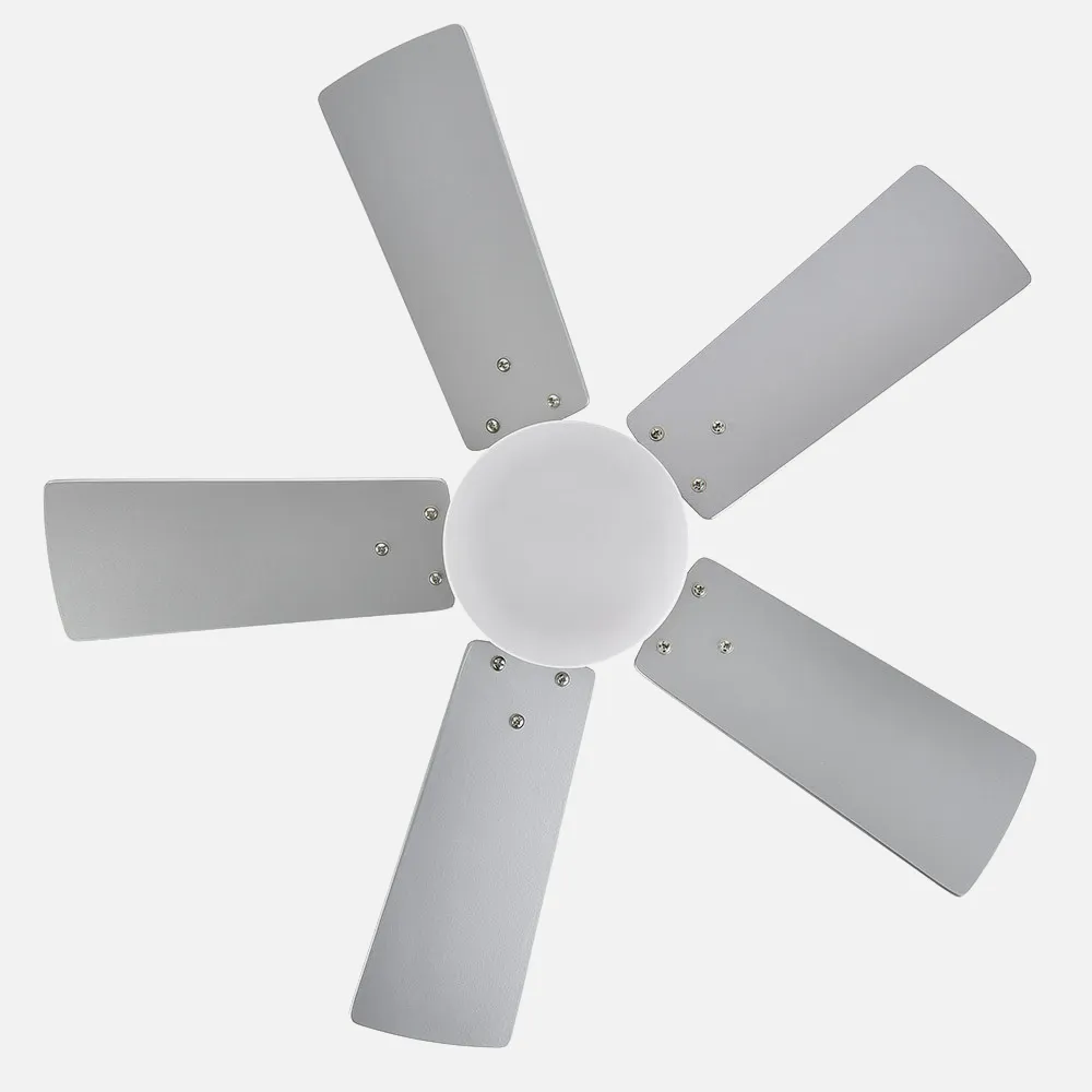 Ventilador Dc Marta 36w Niquel 5 Aspas Rev. Haya/plata  41x76d 3060lm C/ Remoto, Memoria Y Temporizador 3000k,4000k,6000k
