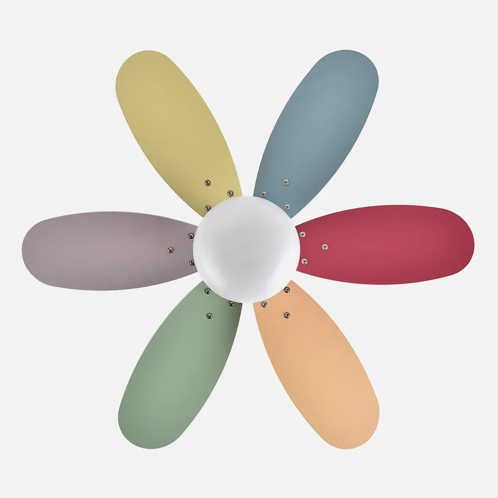 Ventilador Dc Alves 2xe27 Blanco  6 Aspas Rev. Pastel/Intenso  41x85d  C/ Remoto Y Temporizador