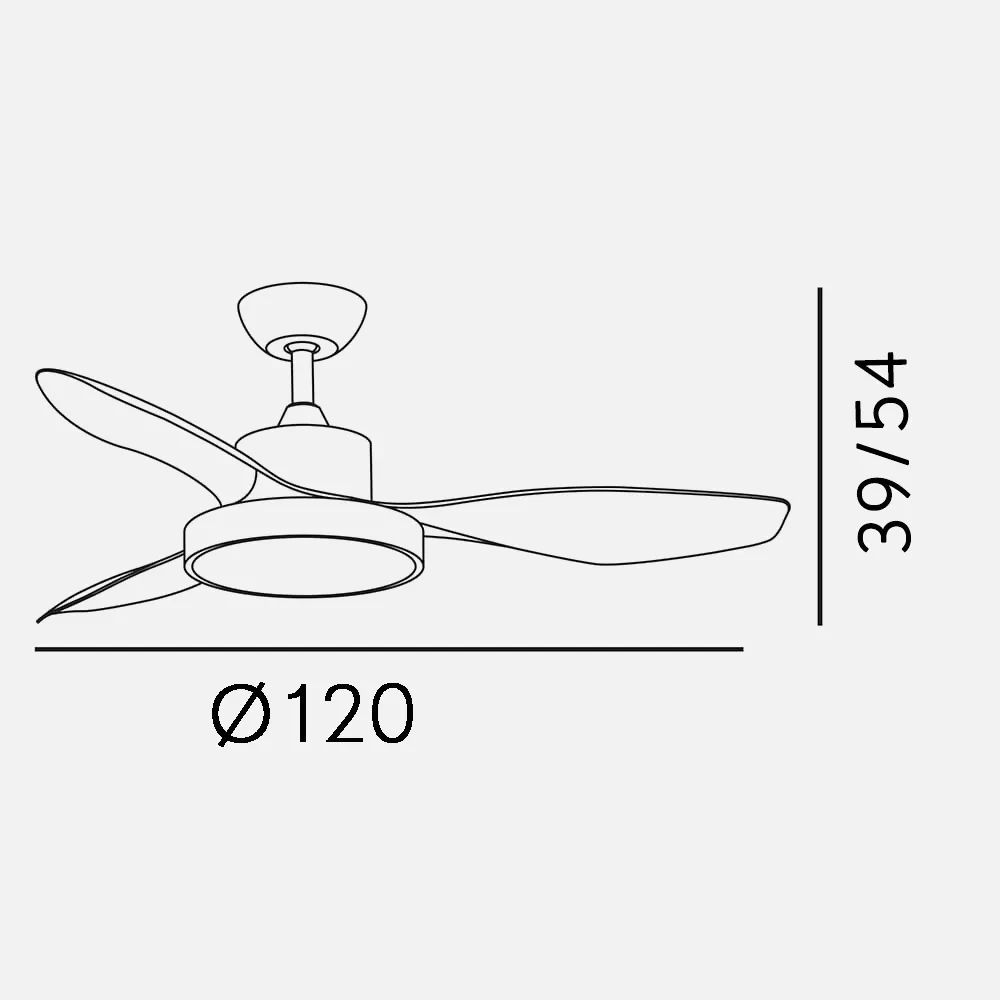 Ventilador Dc Hayate 48w 4080lm Marron 3 Asp 39/54x120x120cm 3000-4000-6000k C/remoto, Memoria Y Temporizador