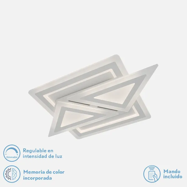 Plafon 130w 3000k, 4000k, 6500k Blanco Atria 5x60x40Cm 17550Lm Regulable, Memoria y C. Remoto