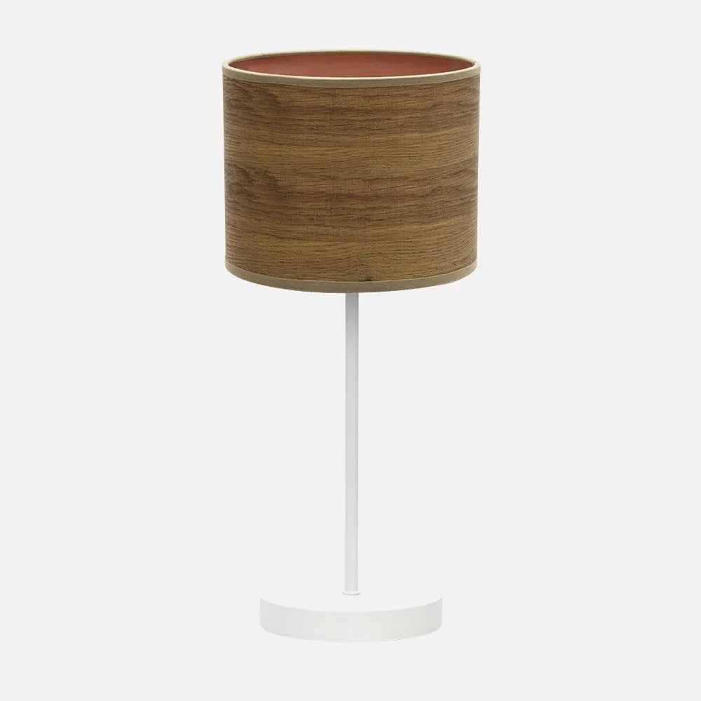 Sobremesa Jerte 1xe14  Blanco/madera Oscura 42x17x17 Cm