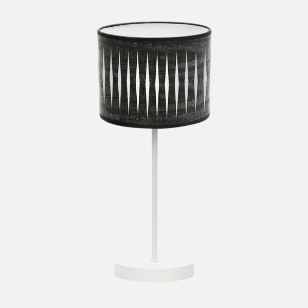 Sobremesa Piron 1xe14 Blanco/madera Negra 42x17x17 Cm