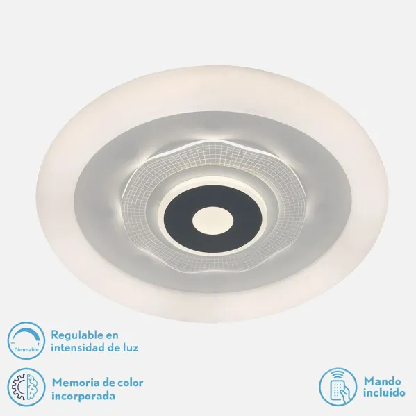 Plafon 78w 3000k, 4000k, 6500k Anthe Blanco/gris 9x50x50cm 10530Lm Regulable, Memoria y C. Remoto