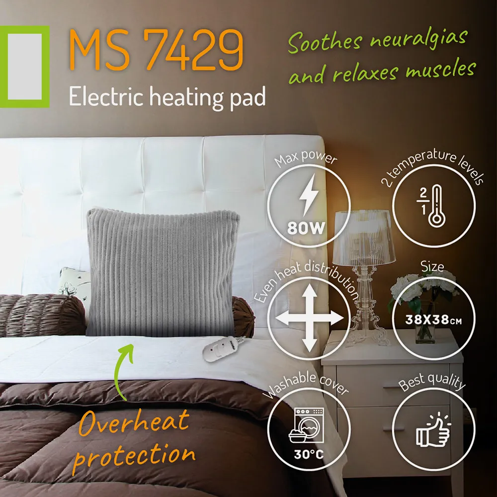 Almohadilla Elct. Calefactora 80w 34x34cm 2niv.temp Reulador C/luz Indicad.labable