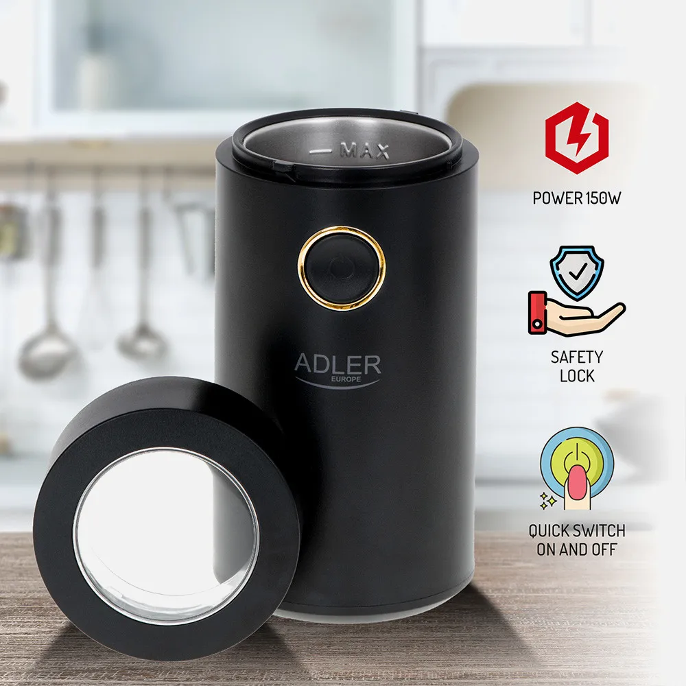 Molinillo Cafe Ng/oro 150 W Hasta 75gr Encendido Y Apagado Rapido Candado De Seguridad