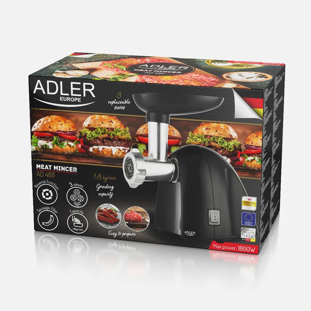 Picadora De Carne 1800w 1,8kg/minuto 3 Tamices Dif 2vel Facil Desmontar Y Limpiar