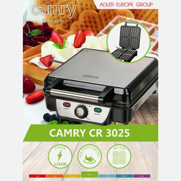 Walfrera 1500w C/termostato Para 4 Gofres Luz On/of Antiadherente Facil Limpieza