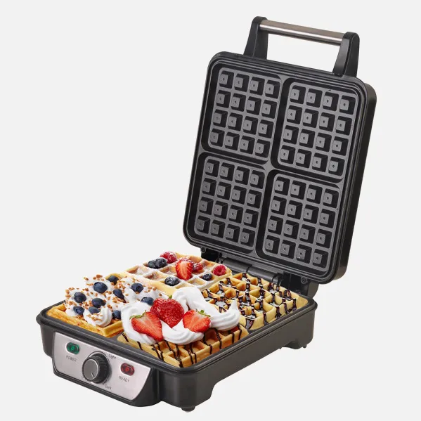 Walfrera 1500w c/thermostat Para 4 Waffles Light On/of Non-stick Fácil Limpeza