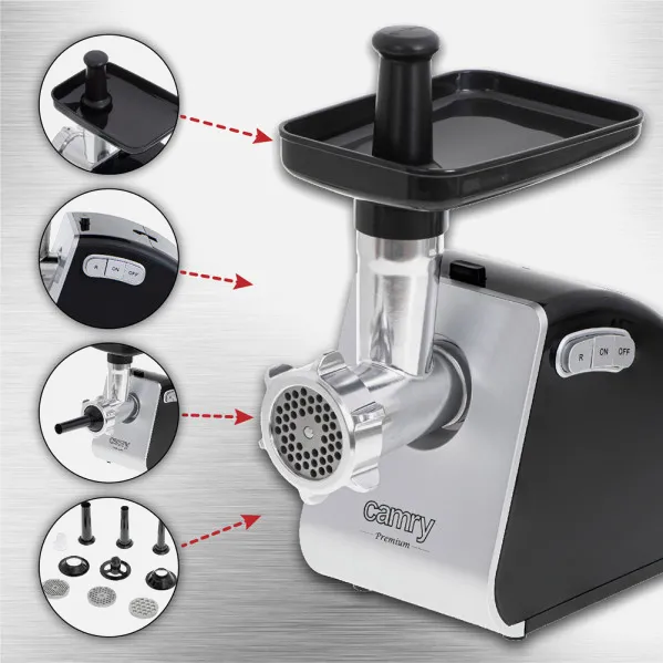 Moedor de carne 1600w 2kg/min 3 lâminas Ac.inoxid 2vel c/acessórios Fácil Desmontagem  Limpeza