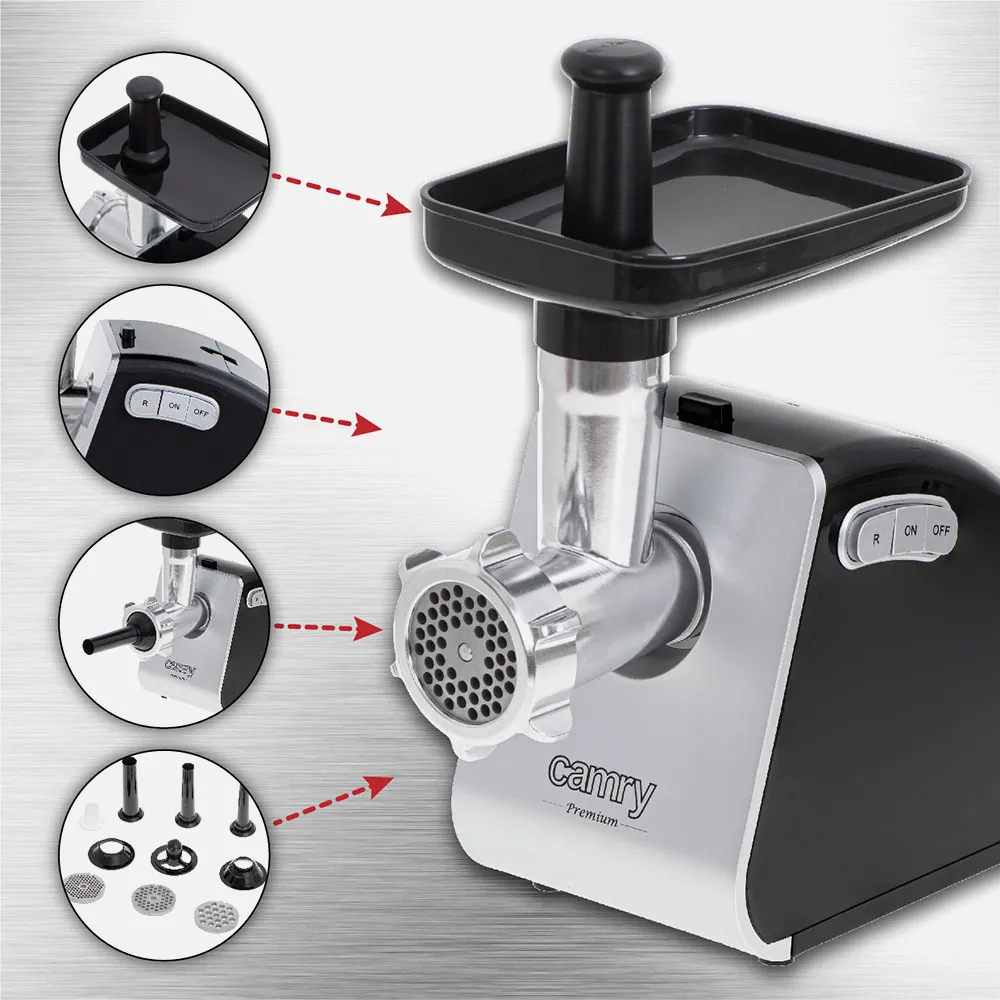 Picadora De Carne 1600w 2kg/min 3tamices Ac.inoxid 2vel C/accesorios Facil Desmon.y Limpiar