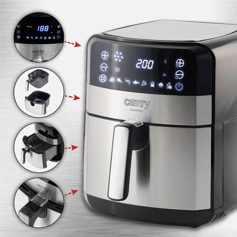 Freidora Sin Aceite 5l 2500w Convercc De Aire 9pro Tactil 33,5x28,5x36,5cm Apagdo Automatic
