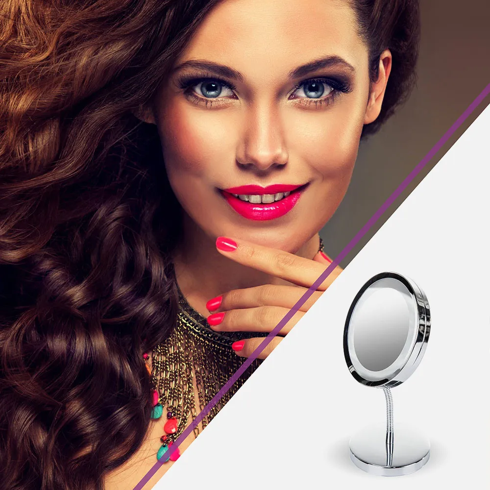 Espejo De Baño  Diam.15cm Giro 360º  Aumento X3  4xlr03 Aaa Cromo Iluminación Led