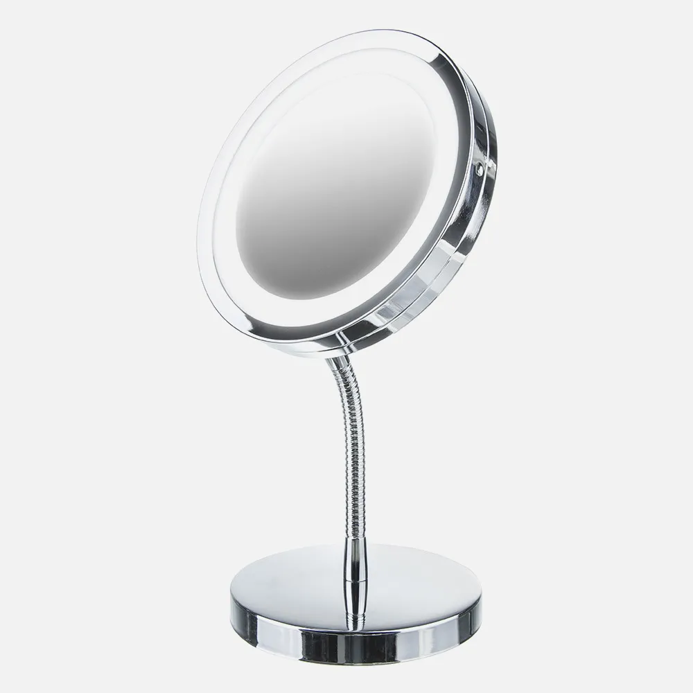 Espejo De Baño  Diam.15cm Giro 360º  Aumento X3  4xlr03 Aaa Cromo Iluminación Led