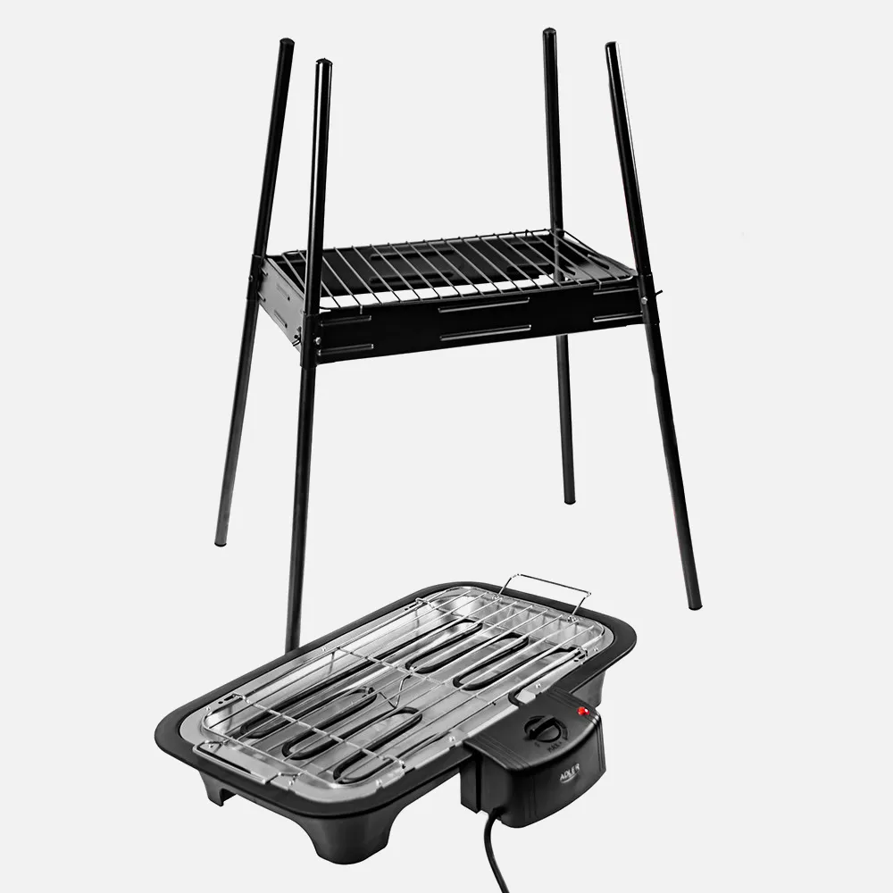 Grill Elect.portatil 2400w Bandeja Goteo C/calenta Extraible Rejilla 31x21cm Termost.c/luz