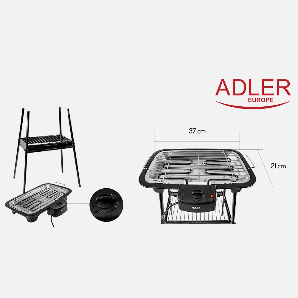 Grill Elect.portatil 2400w Bandeja Goteo C/calenta Extraible Rejilla 31x21cm Termost.c/luz