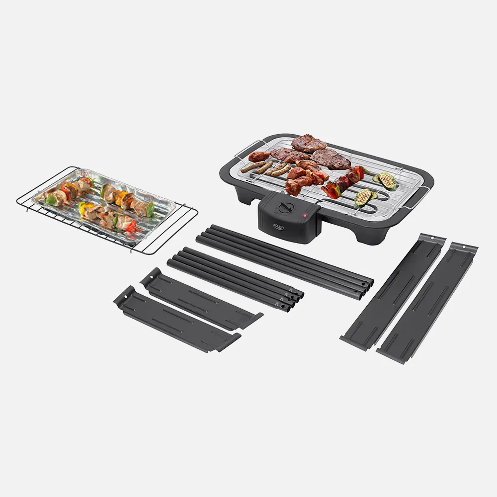Grill Elect.portatil 2400w Bandeja Goteo C/calenta Extraible Rejilla 31x21cm Termost.c/luz