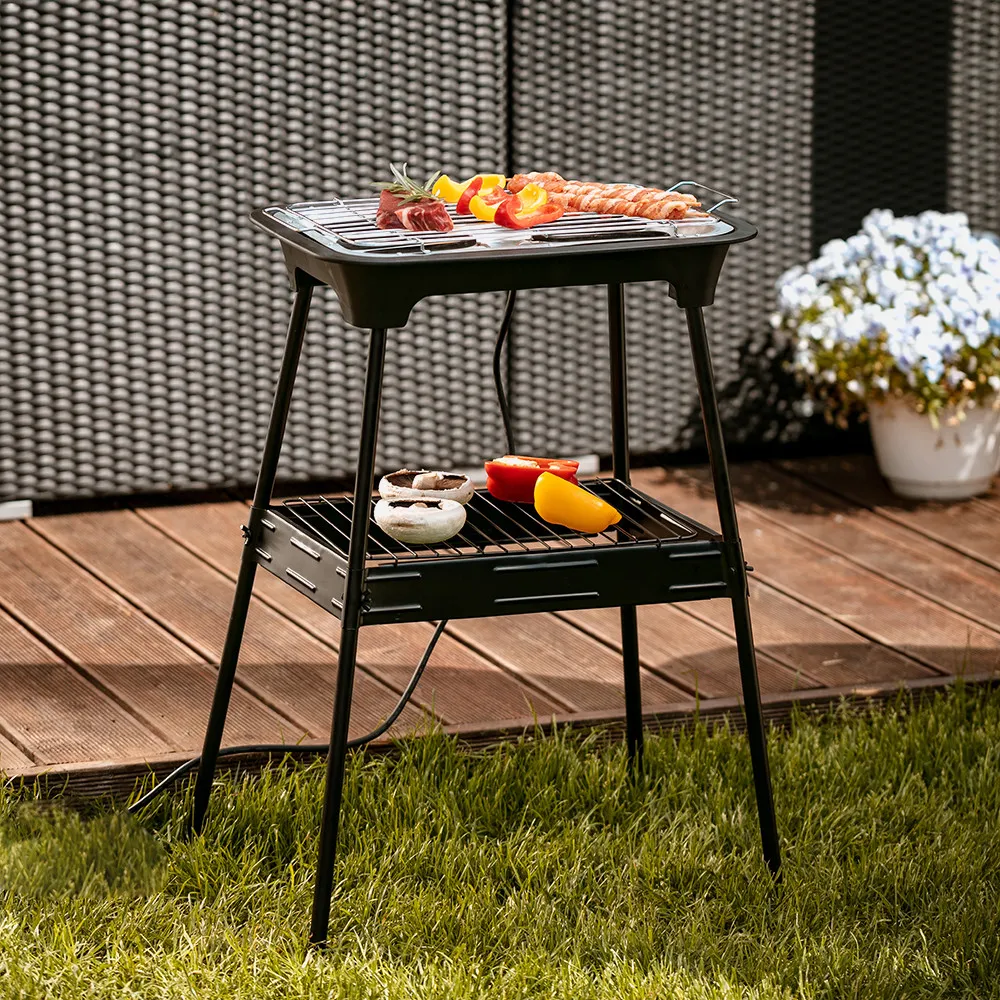 Grill Elect.portatil 2400w Bandeja Goteo C/calenta Extraible Rejilla 31x21cm Termost.c/luz