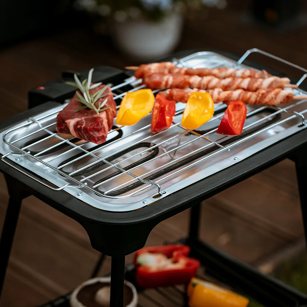 Grill Elect.portatil 2400w Bandeja Goteo C/calenta Extraible Rejilla 31x21cm Termost.c/luz