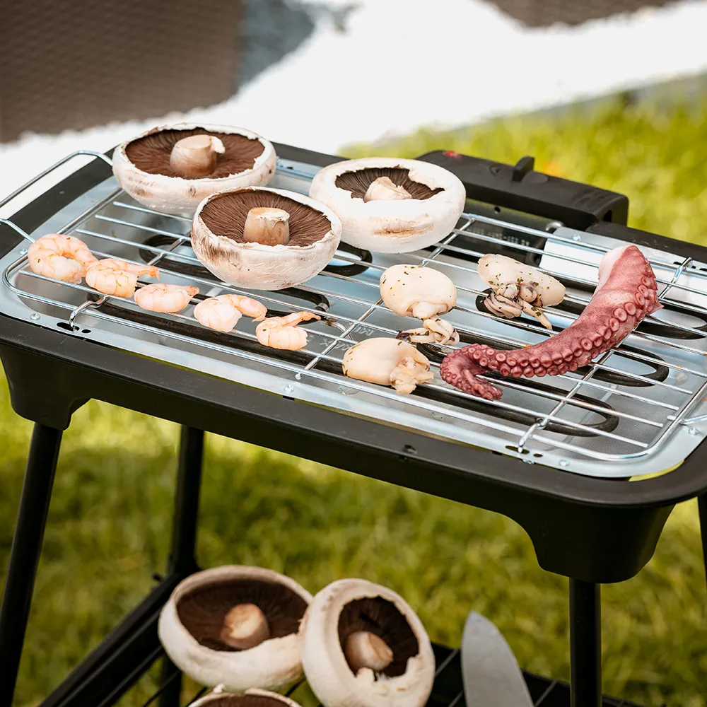 Grill Elect.portatil 2400w Bandeja Goteo C/calenta Extraible Rejilla 31x21cm Termost.c/luz