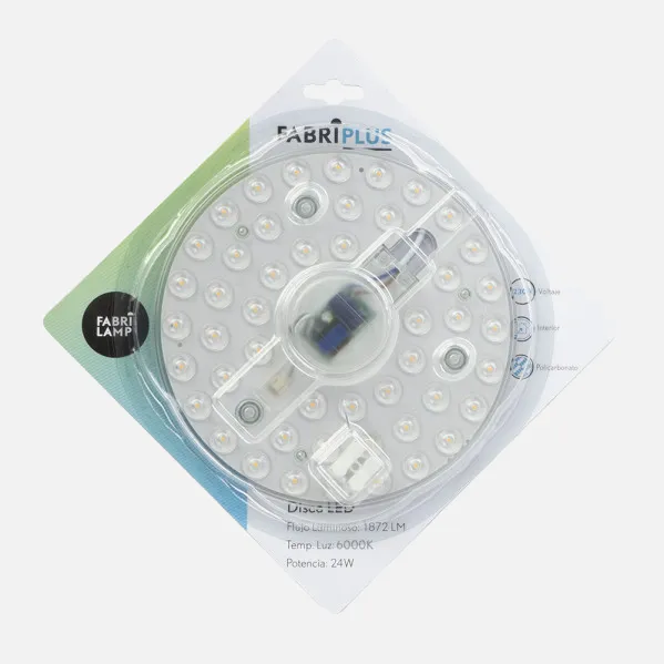 Led Disc 24w 6000k Prato vermelho.branco 17x17x2,5 Cm 1872lm