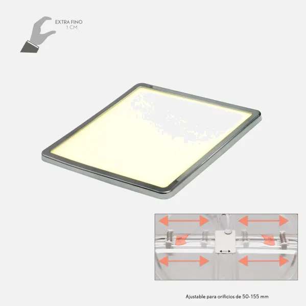 Downlight 15w 4000k Cromo Providencia 1280lm 1x17,5x17,5 Cm de Empotrable Corte Ajustable 5x5-15,58x15,58 Cm
