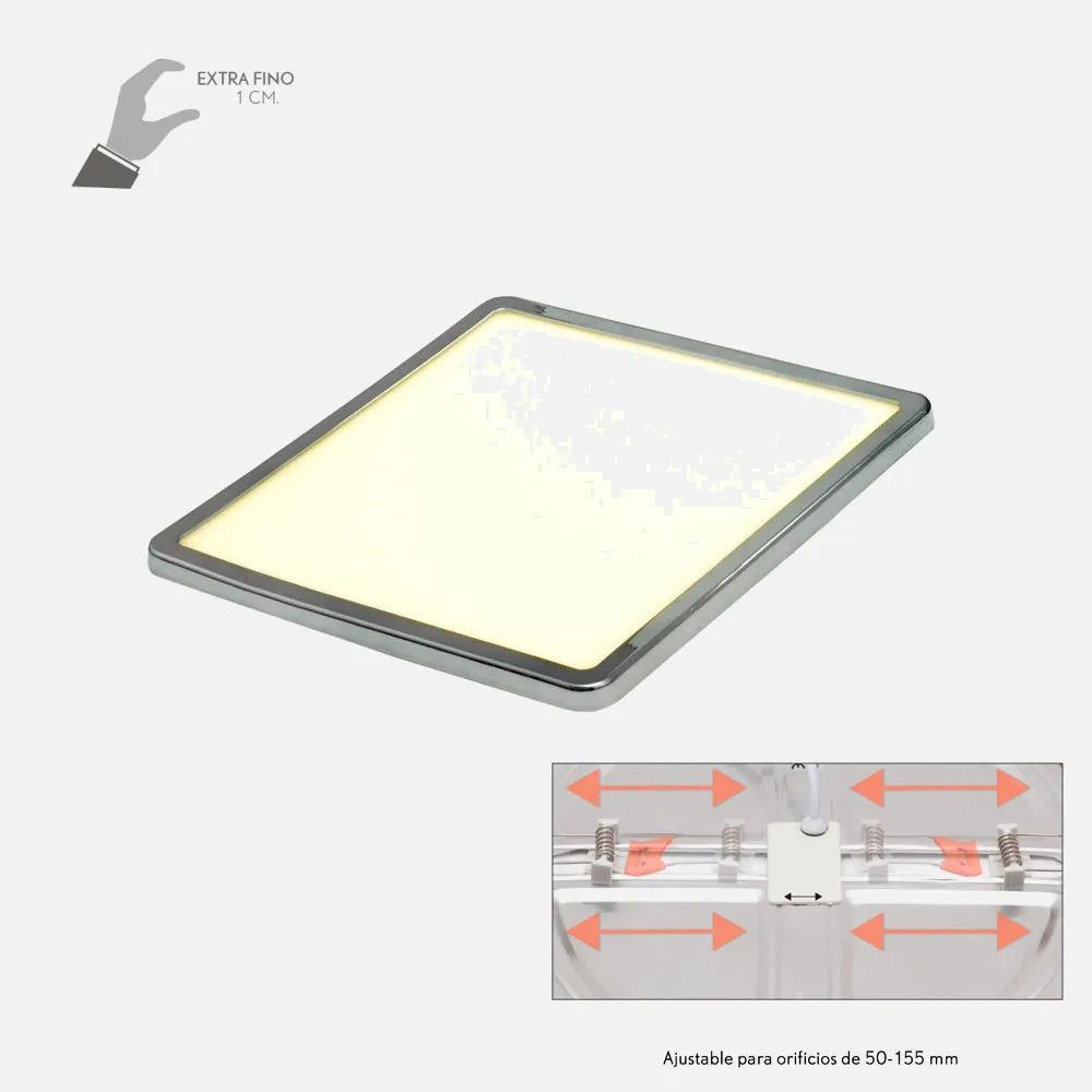 100691520 - Downlight 15w 4000k Cromo Providencia 1280lm 1x17,5x17,5 Cm de Empotrable Corte Ajustable 5x5-15,58x15,58 Cm