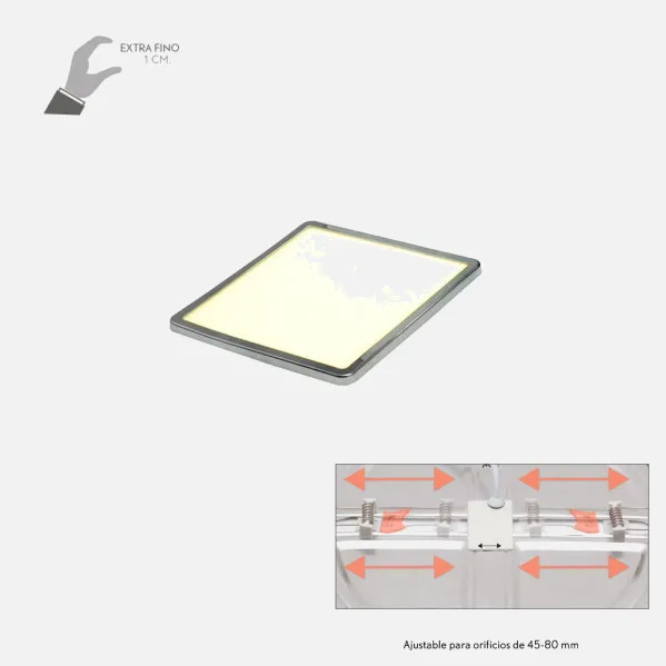 Downlight 8w 4000k Chrome Providencia 586lm 1x11,8x11,8 Cm Recessed Adjustable Cut-out 4,5x4,5-8x8 Cm