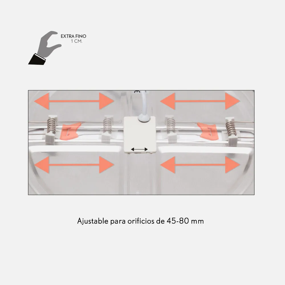 Downlight 8w 4000k Cromo Providencia 586lm 1x11,8x11,8  De Empotrar Corte Ajustable 4,5x4,5-8x8 Cm
