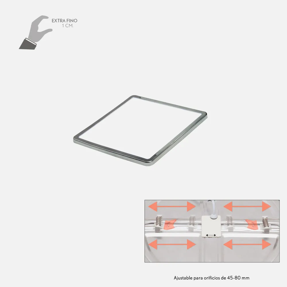 100680820 - Downlight 8w 5500k Cromo Providencia 586lm 1x11,8x11,8 Cm De Empotrar Corte  Ajustable 4,5x4,5-8x8 Cm