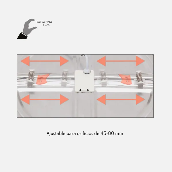 Downlight 8w 5500k Cromo Providencia 586lm 1x11,8x11,8 Cm De Empotrar Corte  Ajustable 4,5x4,5-8x8 Cm