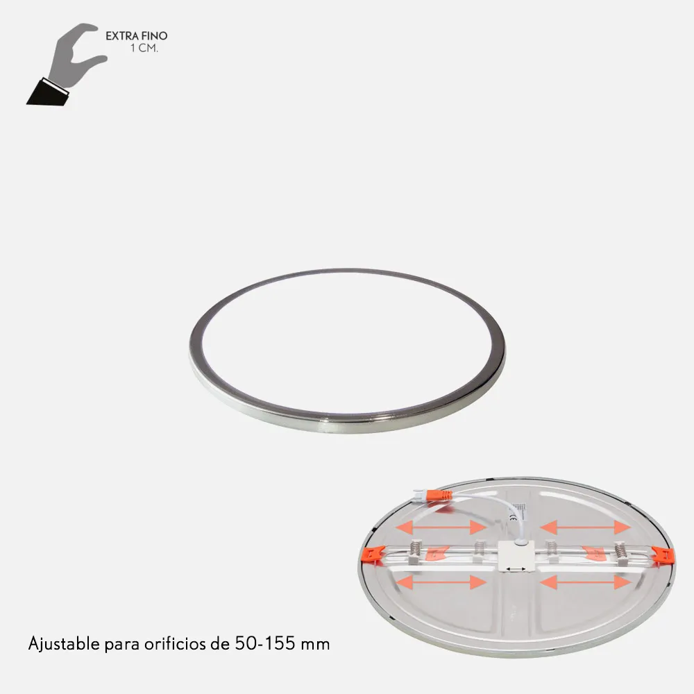Downlight 8w 5500k Cromo Porvenir 586lm 1x11,8x11,8 Cm De Empotrar Corta Ajustable 4-8 Cm 