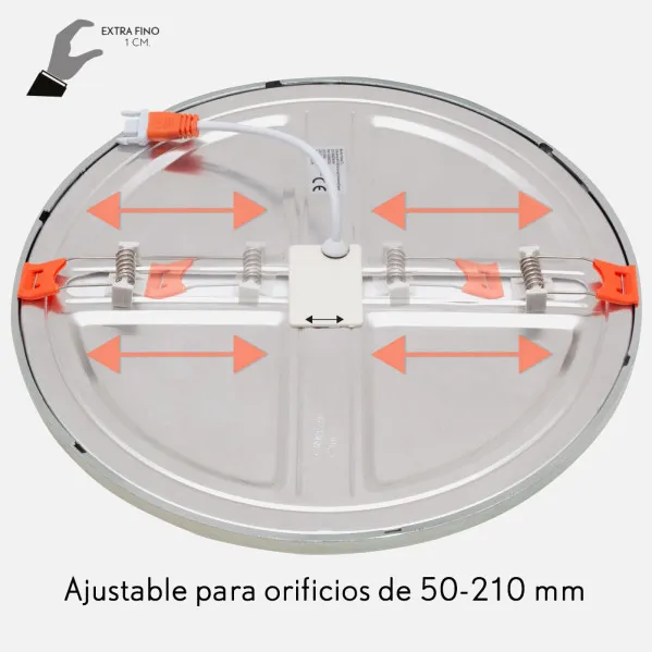Downlight 20w 4000k Cromo Porvenir 1920lm 1x23x23 Cm De Empotrar Corte Ajustable 5-21 Cm