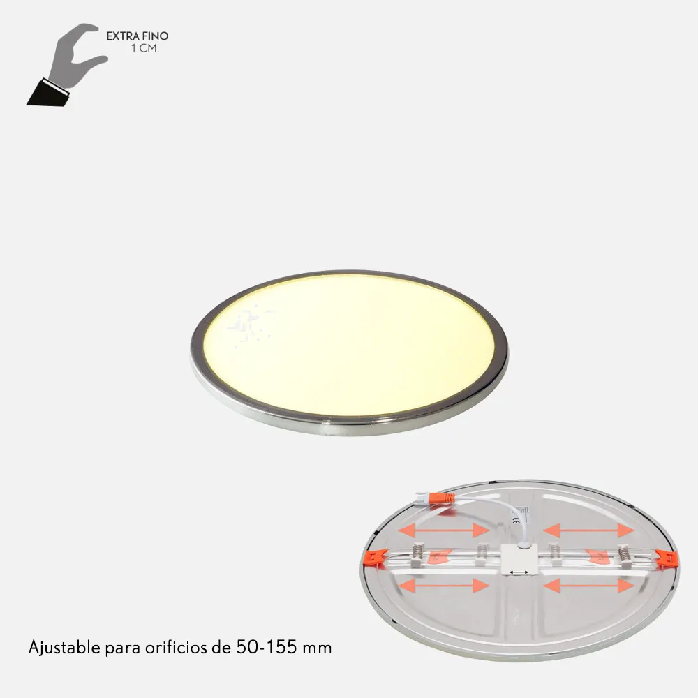 Downlight 8w 4000k Cromo Porvenir 586lm 1x11,8x11,8 Cm De Empotrar Corte ajustable 4-8 Cm