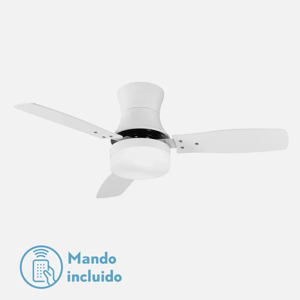 Ventilador Buran Blanco 2xe27 33,5x107x107 Cm3 Aspas Control Remoto