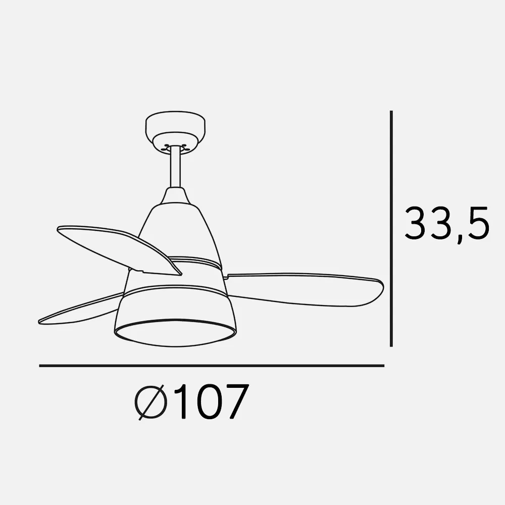 Ventilador Iseran Cromo  2xe27 3 Aspas  Metacrilato Acido 33.5x107d C.remoto