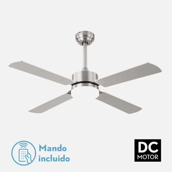 Ventilador 18w Dc Hupe Niquel 4 Asp.6 Vel.107d  Remoto,memoria Y Temp.3000-4000-6000k