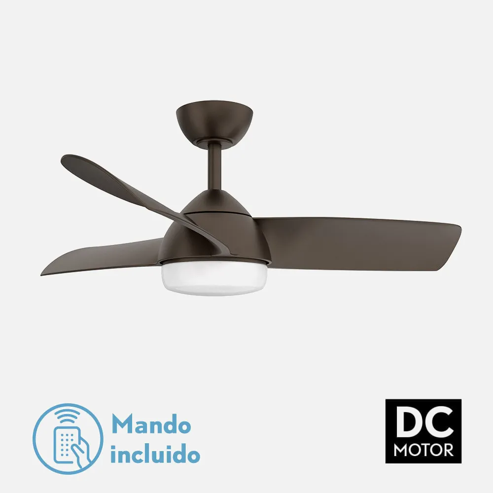 173391302 - Ventilador 24w Dc Haur Marron 3 Asp.6 Veloc.107d  2 Tijas C/remoto, Memoria Y Temp.3000-4000-6000k