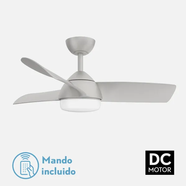 Ventilador 24w Dc Haur Plata 3 Asp.6 Veloc.107d  2 Tijas C/remoto, Memoria Y Temp.3000-4000-6000k