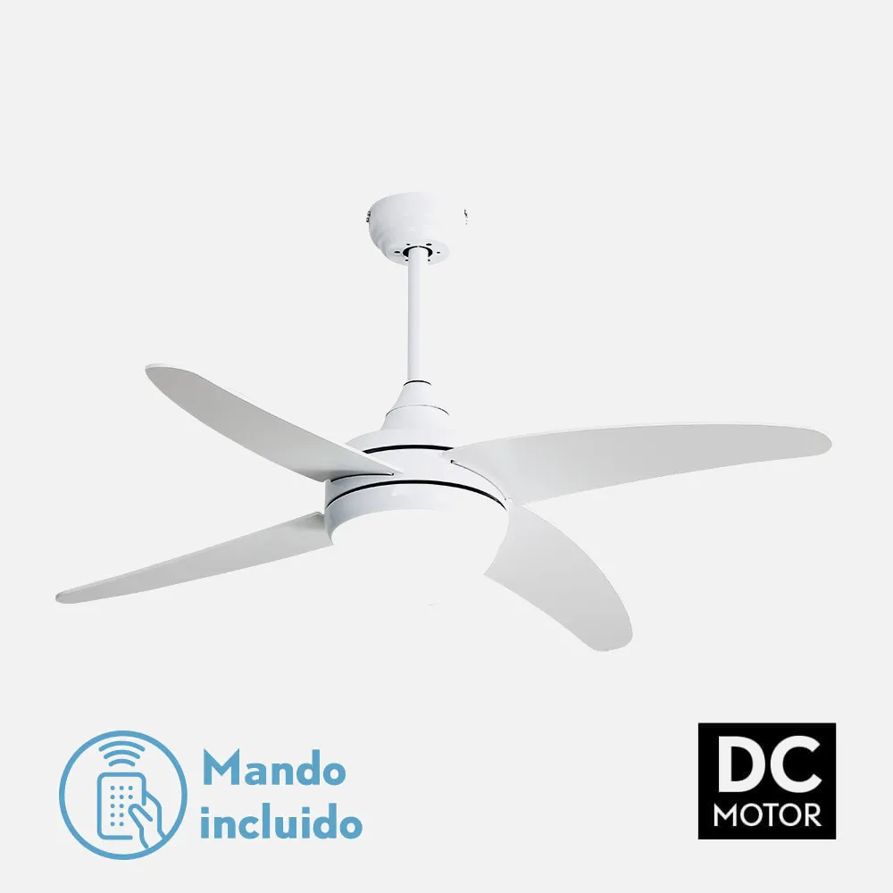 173692401 - Ventilador 2xe27 Dc Klod Blanco 4 Asp.6 Vel.117d  C/remoto Y Temporizador