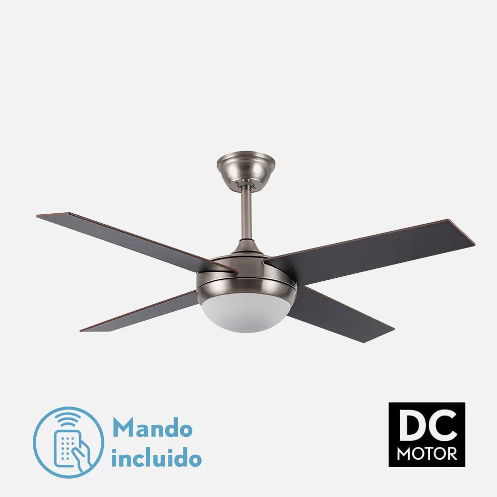 159092433 - Ventilador Dc Ciro 2xe27 Niquel 4 Asp.rev. Haya/wengue  35/45x116,8d Remoto Y Temporizador