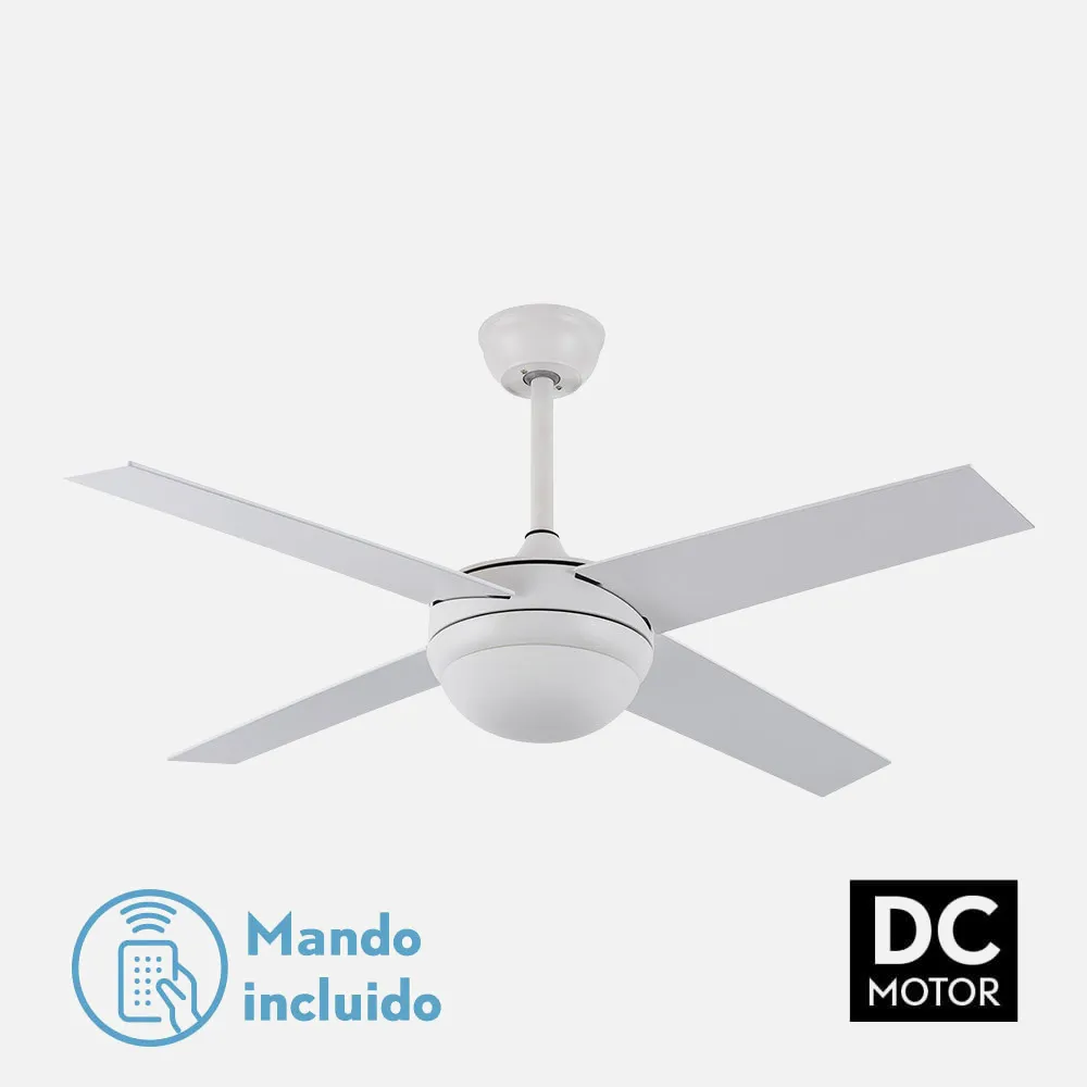 159092401 - Ventilador Dc Ciro 2xe27 Blanco 4 Asp. Blanco/haya 35/45x116,8d Remoto Y Temporizador