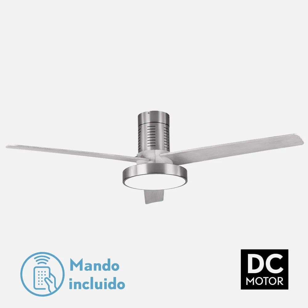 Ventilador Dc Pax 40w 3200lm Niquel 3 Aspas Gris 32x139d 3000-4000-6000k  C/remoto, Memoria Y Temporizador