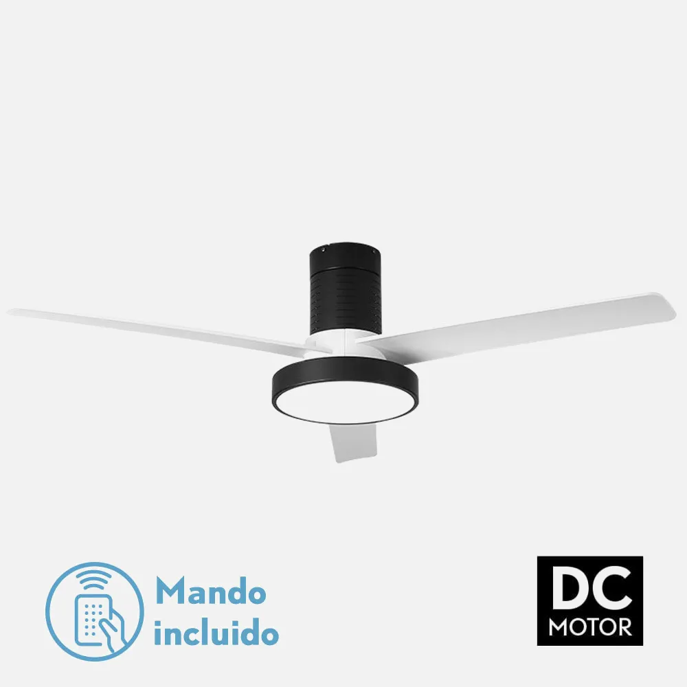 Ventilador Dc Pax 40w 3200lm Negro 3 Aspas Blancas 32x139d 3000-4000-6000k  C/remoto, Memoria Y Temporizador
