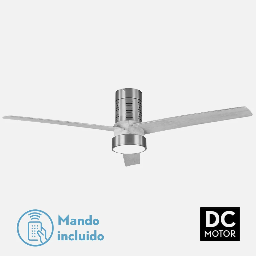 158491380 - Ventilador Dc Teo 24w 2950lm Niquel 3Asp Gris 32x139d 3000-4000-6000k C/remoto, Memoria Y Temporizador