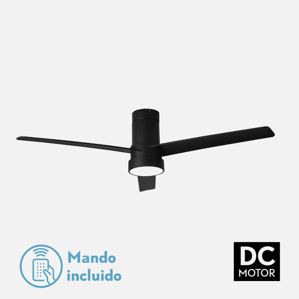 Ventilador Dc Teo 24w 2950lm Negro 3Asp Negras 32x139d 3000-4000-6000k C/remoto, Memoria Y Temporizador