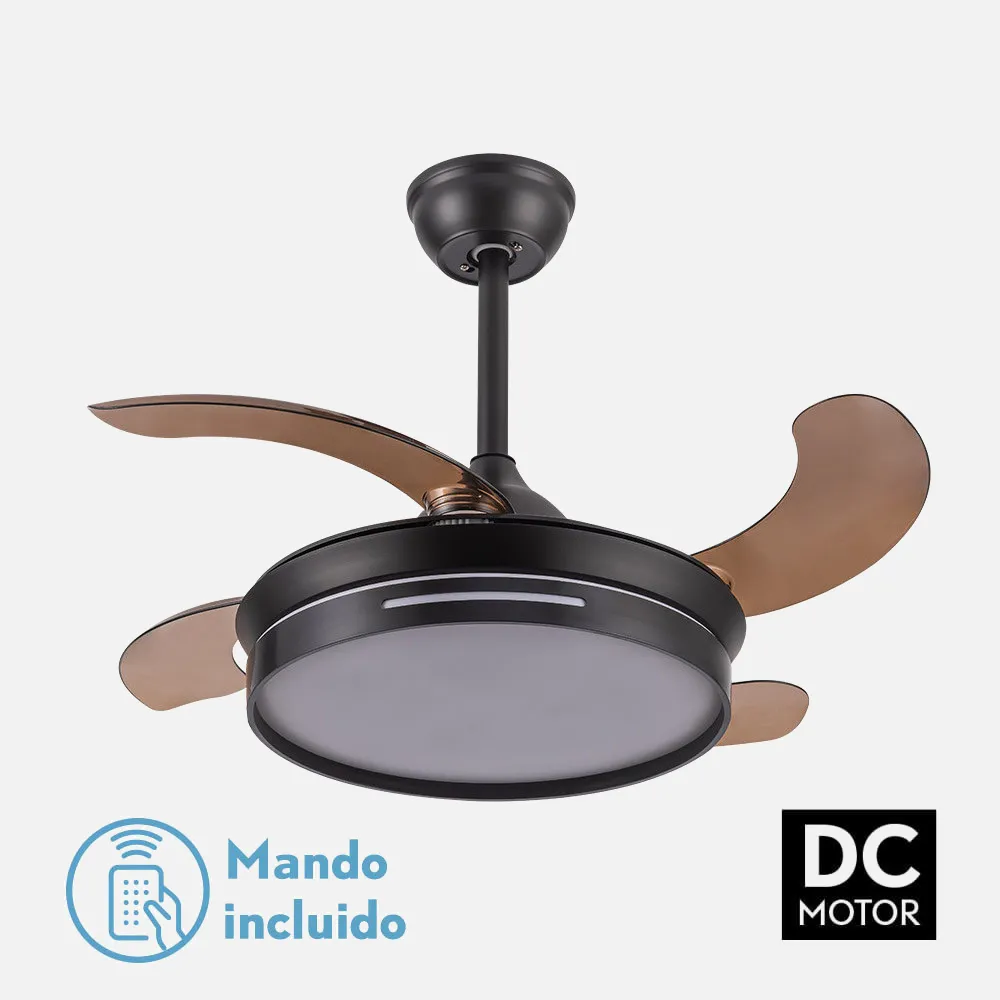 Ventilador  Dc Mbatis 48w Negro 4 Asp.desp. 91,4d 3000-4000-6000k  Remoto+memoria+temporizador