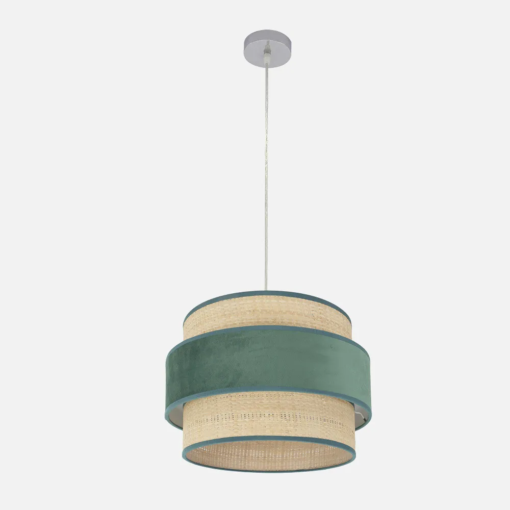 177494006 - Colgante Reyes 1xe27 Cromo/natural-verde Regx40x40 Cm