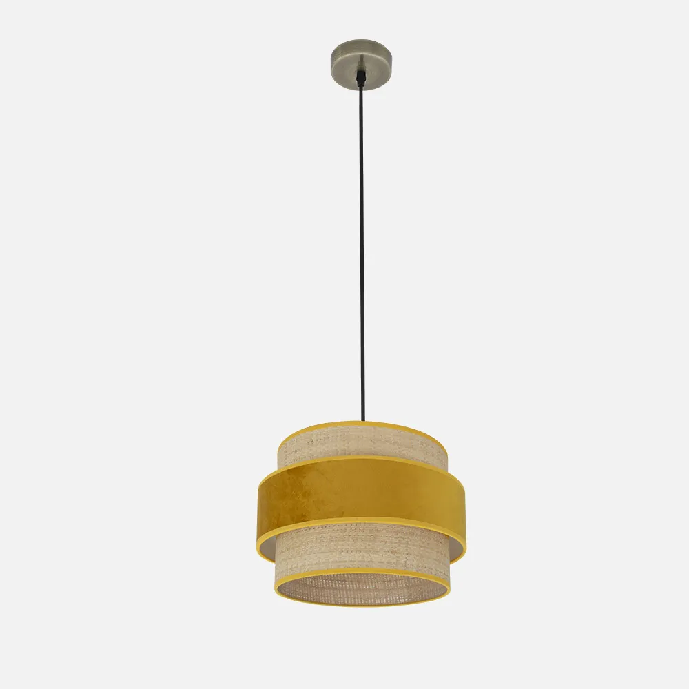 177493050 - Colgante Reyes 1xe27 Cuero/natural-yema Regx30x30 Cm